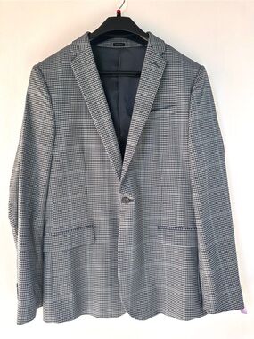 NWT JF Ferrar Plaid Suit Jacket Blazer Sport Coat Slim Fit Mens 44 LNG $168